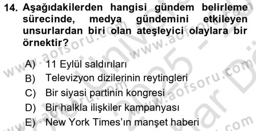 İletişim Kuramları Dersi 2025 - 2026 Yılı (Vize) Ara Sınav Soruları 14. Soru