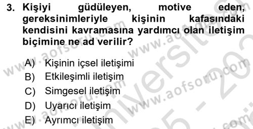İletişim Kuramları Dersi 2025 - 2026 Yılı (Vize) Ara Sınav Soruları 3. Soru