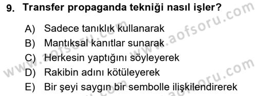 İletişim Kuramları Dersi 2025 - 2026 Yılı (Vize) Ara Sınav Soruları 9. Soru