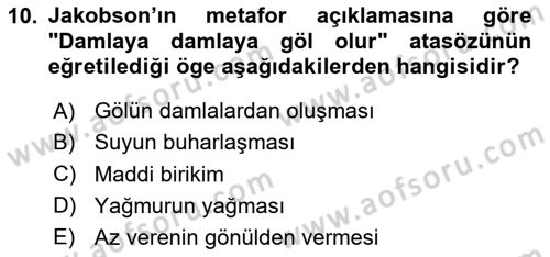 İletişim Kuramları Dersi 2025 - 2026 Yılı (Final) Dönem Sonu Sınav Soruları 10. Soru