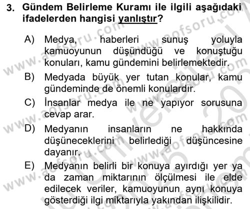 İletişim Kuramları Dersi 2025 - 2026 Yılı (Final) Dönem Sonu Sınav Soruları 3. Soru