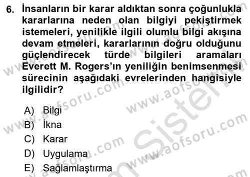 İletişim Kuramları Dersi 2025 - 2026 Yılı (Final) Dönem Sonu Sınav Soruları 6. Soru
