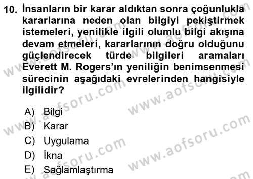 İletişim Kuramları Dersi 2025 - 2026 Yılı Yaz Okulu Sınav Soruları 10. Soru