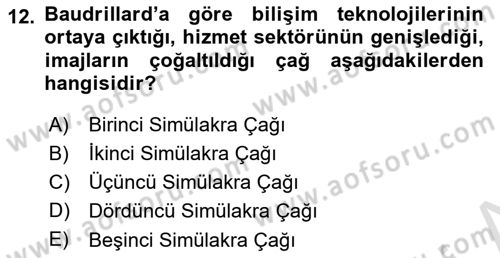 İletişim Kuramları Dersi 2025 - 2026 Yılı Yaz Okulu Sınav Soruları 12. Soru