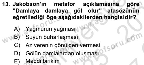 İletişim Kuramları Dersi 2025 - 2026 Yılı Yaz Okulu Sınav Soruları 13. Soru