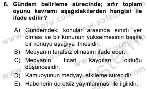 İletişim Kuramları Dersi 2025 - 2026 Yılı Yaz Okulu Sınav Soruları 6. Soru