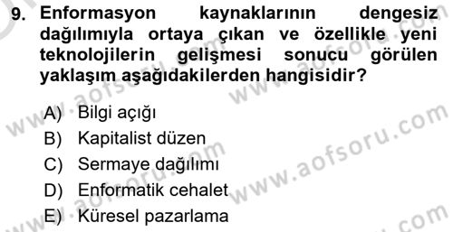İletişim Kuramları Dersi 2025 - 2026 Yılı Yaz Okulu Sınav Soruları 9. Soru