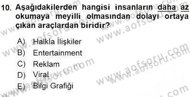 Stratejik İletişim Dersi 2015 - 2016 Yılı (Vize) Ara Sınav Soruları 10. Soru