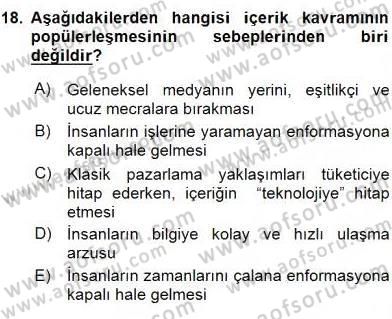 Stratejik İletişim Dersi 2015 - 2016 Yılı (Vize) Ara Sınav Soruları 18. Soru