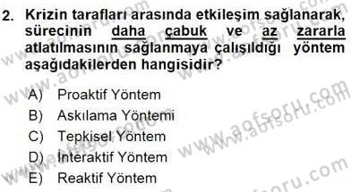 Stratejik İletişim Dersi 2015 - 2016 Yılı (Vize) Ara Sınav Soruları 2. Soru