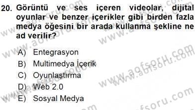 Stratejik İletişim Dersi 2015 - 2016 Yılı (Vize) Ara Sınav Soruları 20. Soru
