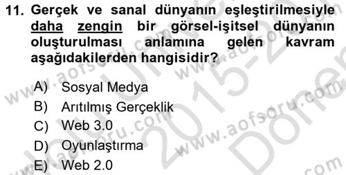 Stratejik İletişim Dersi 2015 - 2016 Yılı (Final) Dönem Sonu Sınav Soruları 11. Soru