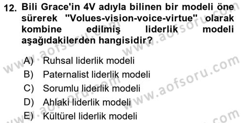 Stratejik İletişim Dersi 2015 - 2016 Yılı (Final) Dönem Sonu Sınav Soruları 12. Soru