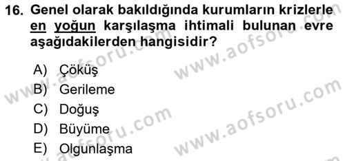 Stratejik İletişim Dersi 2015 - 2016 Yılı (Final) Dönem Sonu Sınav Soruları 16. Soru