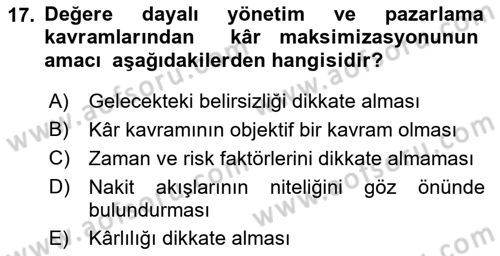 Stratejik İletişim Dersi 2015 - 2016 Yılı (Final) Dönem Sonu Sınav Soruları 17. Soru