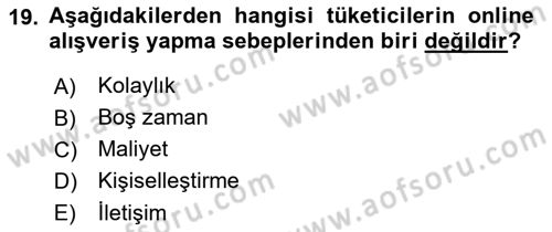 Stratejik İletişim Dersi 2015 - 2016 Yılı (Final) Dönem Sonu Sınav Soruları 19. Soru