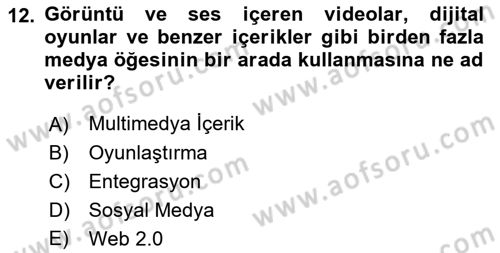 Stratejik İletişim Dersi 2017 - 2018 Yılı (Vize) Ara Sınav Soruları 12. Soru