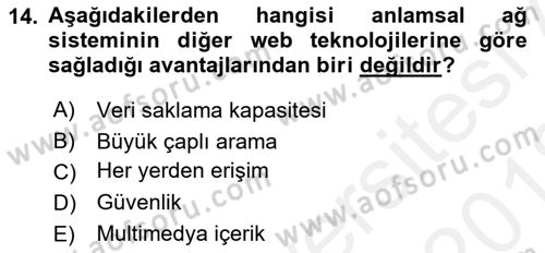 Stratejik İletişim Dersi 2017 - 2018 Yılı (Vize) Ara Sınav Soruları 14. Soru
