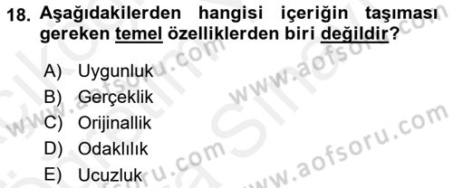Stratejik İletişim Dersi 2017 - 2018 Yılı (Vize) Ara Sınav Soruları 18. Soru