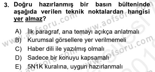Stratejik İletişim Dersi 2017 - 2018 Yılı (Vize) Ara Sınav Soruları 3. Soru
