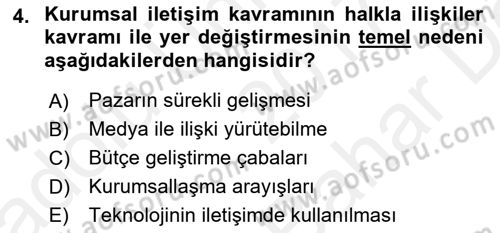 Stratejik İletişim Dersi 2017 - 2018 Yılı (Vize) Ara Sınav Soruları 4. Soru