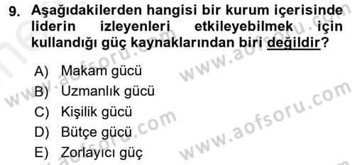 Stratejik İletişim Dersi 2017 - 2018 Yılı (Vize) Ara Sınav Soruları 9. Soru
