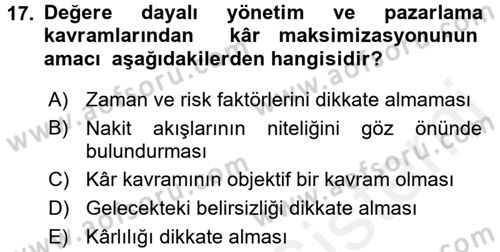 Stratejik İletişim Dersi 2017 - 2018 Yılı (Final) Dönem Sonu Sınav Soruları 17. Soru