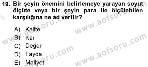 Stratejik İletişim Dersi 2017 - 2018 Yılı (Final) Dönem Sonu Sınav Soruları 19. Soru