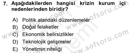 Stratejik İletişim Dersi 2017 - 2018 Yılı (Final) Dönem Sonu Sınav Soruları 7. Soru