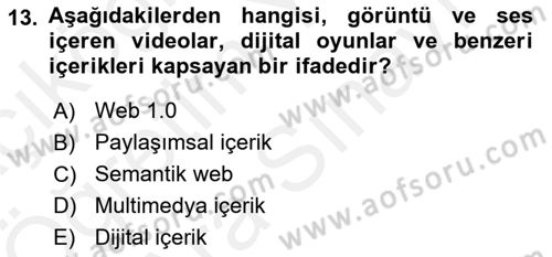 Stratejik İletişim Dersi 2018 - 2019 Yılı (Vize) Ara Sınav Soruları 13. Soru
