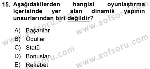 Stratejik İletişim Dersi 2018 - 2019 Yılı (Vize) Ara Sınav Soruları 15. Soru