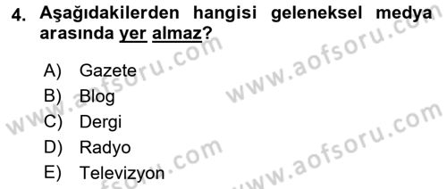 Stratejik İletişim Dersi 2018 - 2019 Yılı (Vize) Ara Sınav Soruları 4. Soru