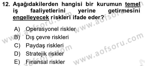 Stratejik İletişim Dersi 2018 - 2019 Yılı (Final) Dönem Sonu Sınav Soruları 12. Soru