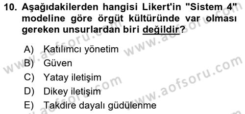 Stratejik İletişim Dersi 2023 - 2024 Yılı (Vize) Ara Sınav Soruları 10. Soru