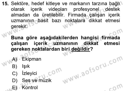 Stratejik İletişim Dersi 2023 - 2024 Yılı (Vize) Ara Sınav Soruları 15. Soru