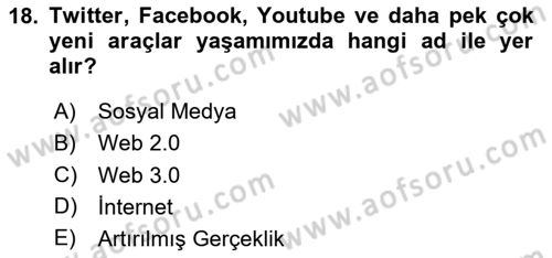 Stratejik İletişim Dersi 2023 - 2024 Yılı (Vize) Ara Sınav Soruları 18. Soru