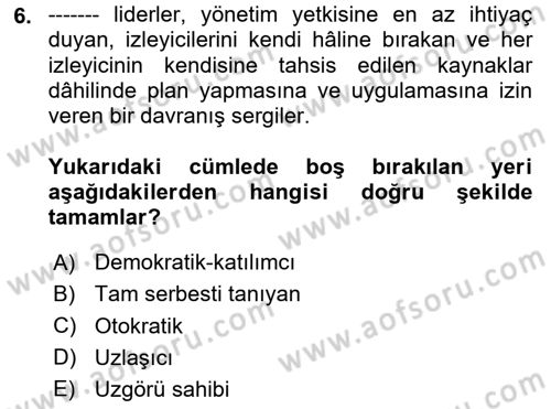 Stratejik İletişim Dersi 2023 - 2024 Yılı (Vize) Ara Sınav Soruları 6. Soru