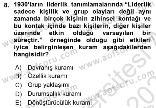 Stratejik İletişim Dersi 2023 - 2024 Yılı (Vize) Ara Sınav Soruları 8. Soru