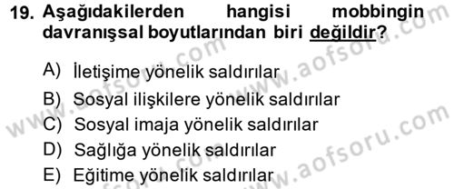 Etkili İletişim Teknikleri Dersi 2013 - 2014 Yılı (Vize) Ara Sınav Soruları 19. Soru