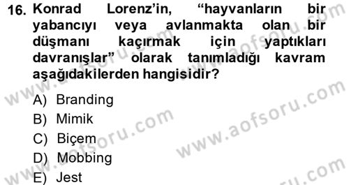 Etkili İletişim Teknikleri Dersi 2014 - 2015 Yılı (Vize) Ara Sınav Soruları 16. Soru