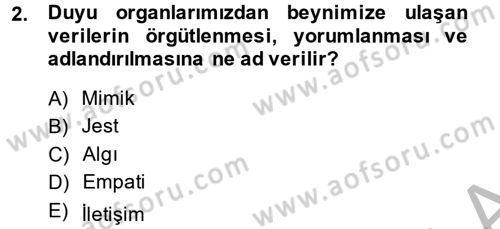 Etkili İletişim Teknikleri Dersi 2014 - 2015 Yılı (Vize) Ara Sınav Soruları 2. Soru