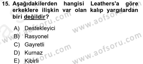 Etkili İletişim Teknikleri Dersi 2015 - 2016 Yılı (Vize) Ara Sınav Soruları 15. Soru