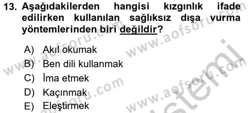 Etkili İletişim Teknikleri Dersi 2016 - 2017 Yılı 3 Ders Sınav Soruları 13. Soru
