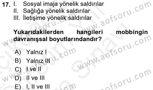 Etkili İletişim Teknikleri Dersi 2017 - 2018 Yılı (Vize) Ara Sınav Soruları 17. Soru