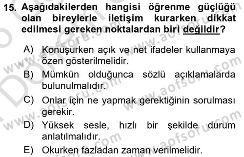 Sağlık Kurumlarında İletişim Dersi 2025 - 2026 Yılı (Final) Dönem Sonu Sınav Soruları 15. Soru