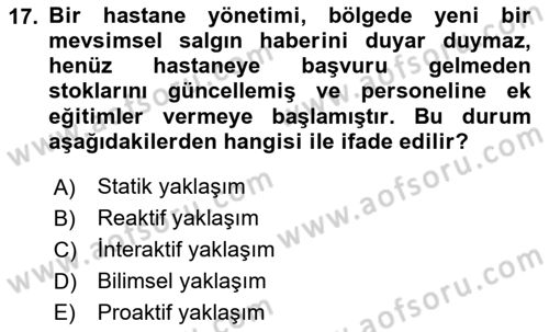 Sağlık Kurumlarında İletişim Dersi 2025 - 2026 Yılı (Final) Dönem Sonu Sınav Soruları 17. Soru