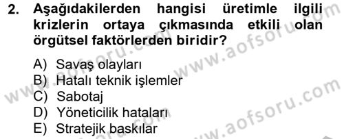 Kriz İletişimi Ve Yönetimi Dersi 2012 - 2013 Yılı (Vize) Ara Sınav Soruları 2. Soru