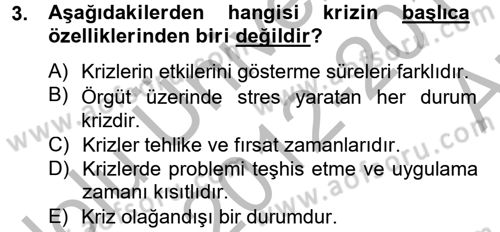 Kriz İletişimi Ve Yönetimi Dersi 2012 - 2013 Yılı (Vize) Ara Sınav Soruları 3. Soru
