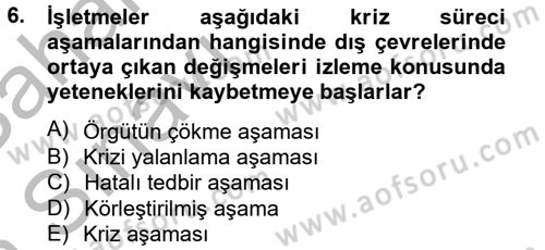 Kriz İletişimi Ve Yönetimi Dersi 2012 - 2013 Yılı (Vize) Ara Sınav Soruları 6. Soru