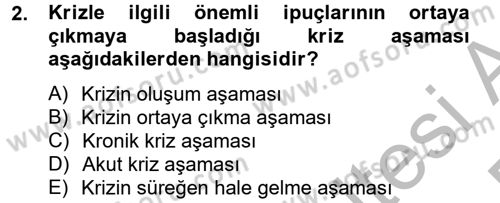 Kriz İletişimi Ve Yönetimi Dersi 2012 - 2013 Yılı (Final) Dönem Sonu Sınav Soruları 2. Soru